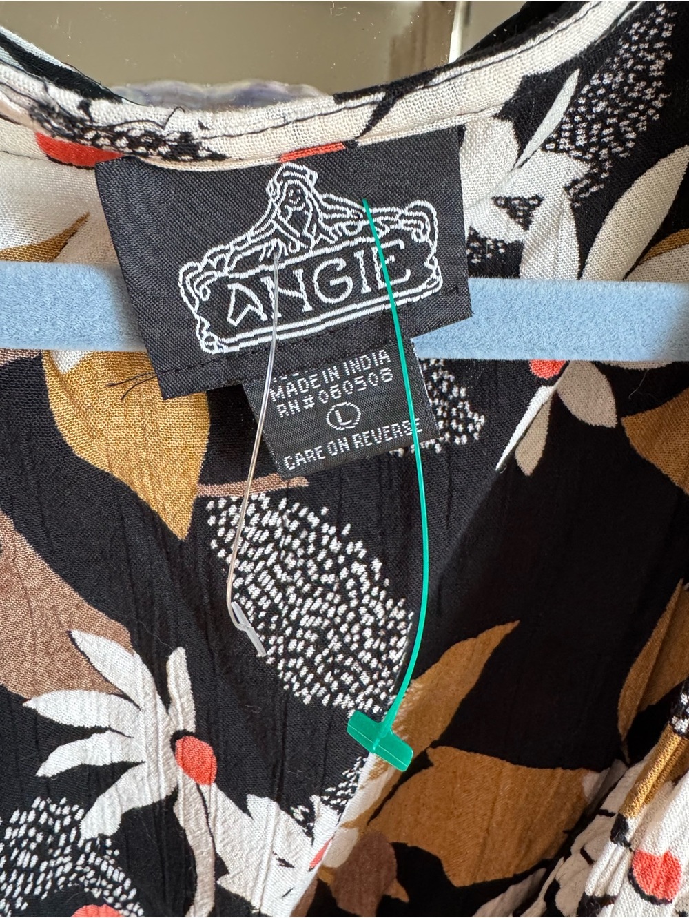 Angie Black Floral Mini Dress with White & Mustard Blooms - Picture 3 of 4